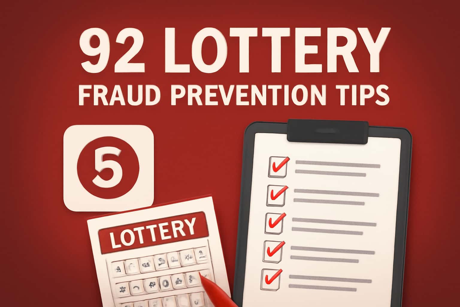 A neutral informational scene illustrating tips for fraud prevention related to 92 Lottery.