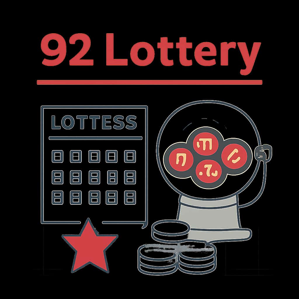 An educational diagram illustrating 92 Lottery guide topics.