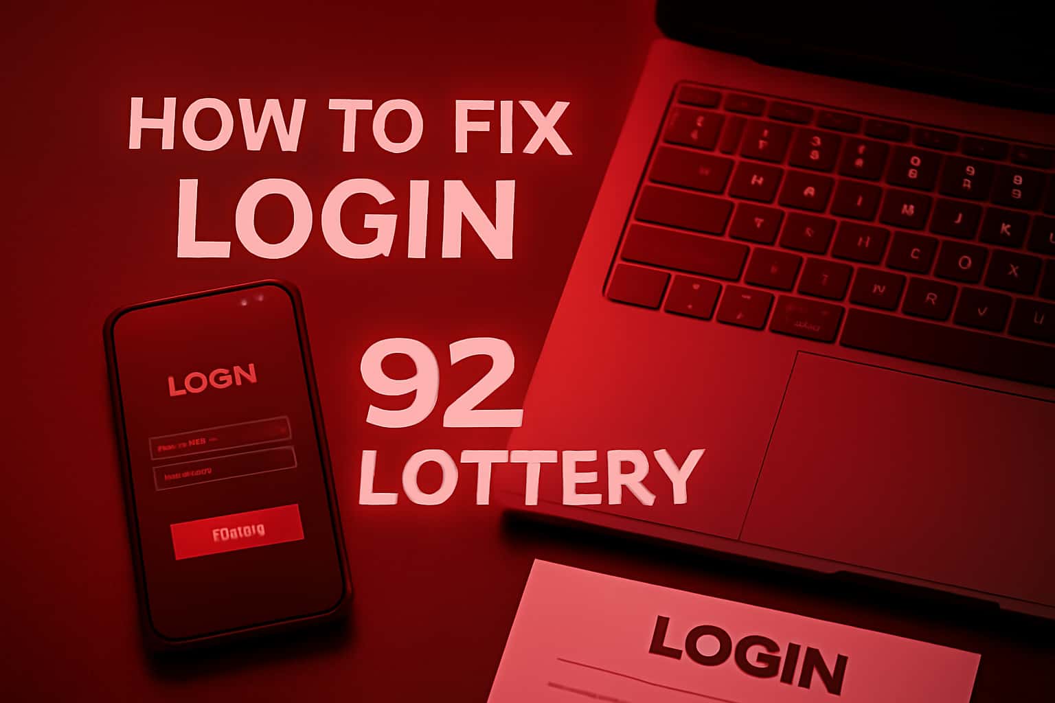 An informative scene illustrating how to resolve login issues for the 92 Lottery platform.