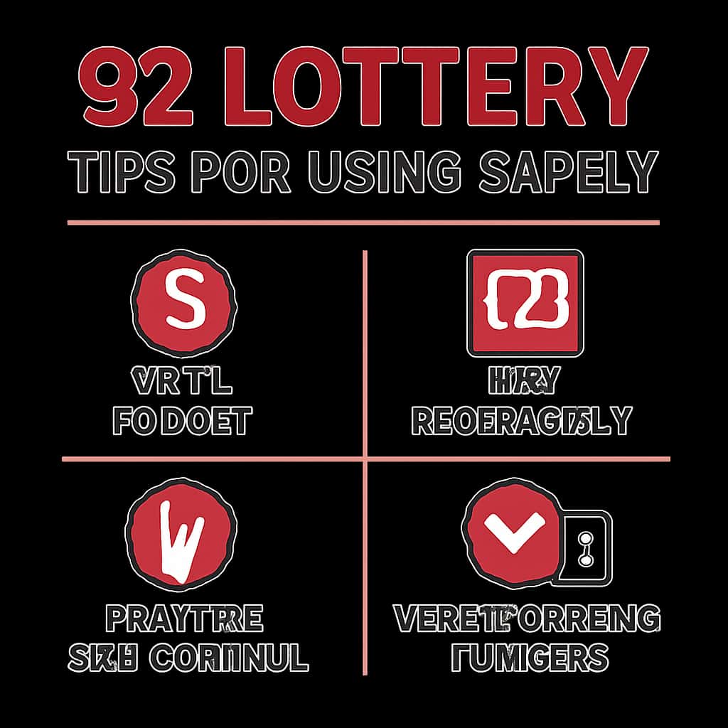 An educational diagram illustrating tips for using 92 Lottery safely.